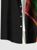 Chemise à poches boutonnées grande taille pour homme, imprimé ombré coloré et fumé - Noir 4XL