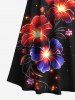Plus Size Tropical Leaf Hibiscus Flowers Glitter 3D Print Cold Shoulder Crisscross Maxi Dress -  