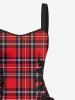 Robe Débardeur Imprimée à Carreaux à Lacets - Rouge XS