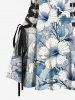 Tropical Hibiscus Flower Leaf Print Lace Up Hawaii Tank Dress -  