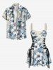 Tropical Hibiscus Flower Leaf Print Lace Up Hawaii Tank Dress -  