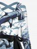 Robe Hawaii Imprimé Requins dans le Monde Sous-Marin avec Ceinture - Multi-A S
