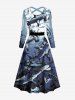 Robe Hawaii Imprimé Requins dans le Monde Sous-Marin avec Ceinture - Multi-A L