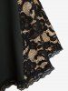 Plus Size Floral Lace Patchwork Cross Chain Backless Tank Top -  