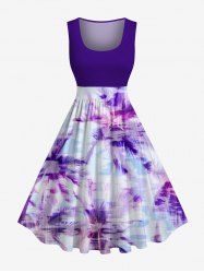 Plus Size Coconut Tree Tie Dye Print Hawaii 1950s Vintage Dress -  