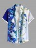 Flowers Leaf Contrast Colorblock Print Plus Size Matching Hawaii Beach Outfit For Couples -  