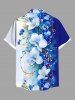 Flowers Leaf Contrast Colorblock Print Plus Size Matching Hawaii Beach Outfit For Couples -  