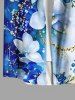 Flowers Leaf Contrast Colorblock Print Plus Size Matching Hawaii Beach Outfit For Couples -  