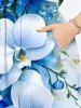 Flowers Leaf Contrast Colorblock Print Plus Size Matching Hawaii Beach Outfit For Couples -  