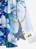 Flowers Leaf Contrast Colorblock Print Plus Size Matching Hawaii Beach Outfit For Couples -  