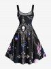 Plus Size Skull Chain Cross Fire Flame Print Hawaii A Line Tank Dress -  