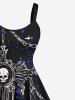 Plus Size Skull Chain Cross Fire Flame Print Hawaii A Line Tank Dress -  