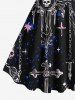 Plus Size Skull Chain Cross Fire Flame Print Hawaii A Line Tank Dress -  