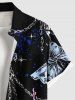 Chemise Décontractée Boutonnée Crâne Flamme Chaîne Imprimée avec Poche de Grande Taille pour Homme - Noir M