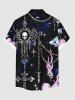 Plus Size Skull Chain Cross Fire Flame Print Hawaii Button Pocket Shirt For Men -  