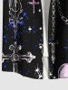 Plus Size Skull Chain Cross Fire Flame Print Hawaii Button Pocket Shirt For Men -  