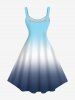 Plus Size Coconut Tree Sun Bird Ombre Print Hawaii Tank Dress -  