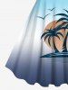 Plus Size Coconut Tree Sun Bird Ombre Print Hawaii Tank Dress -  