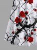 Plus Size Rose Flower Leaf Branch Print Cold Shoulder Crisscross Hawaii Maxi Dress -  