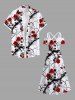 Plus Size Rose Flower Leaf Branch Print Cold Shoulder Crisscross Hawaii Maxi Dress -  