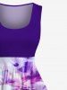 Plus Size Coconut Tree Tie Dye Print Hawaii 1950s Vintage Dress -  