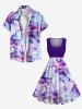 Plus Size Coconut Tree Tie Dye Print Hawaii 1950s Vintage Dress -  