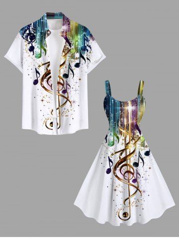 Plus Size Music Symbol Star Paint Print Hawaii A Line Dress