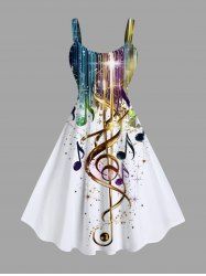 Plus Size Music Symbol Star Paint Print Hawaii A Line Dress -  