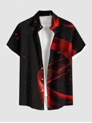 Plus Size Ombre Ribbon Galaxy Print Hawaii Button Pocket Shirt For Men -  