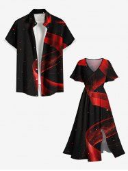 Ruban de Plage Assortis Imprimé Galaxie Grande Taille pour Couple - Noir 