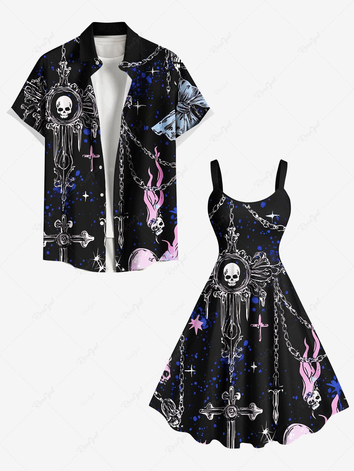 Tenue de Plage Grande Taille Costume D'affaire pour Couples en Feu Noir 