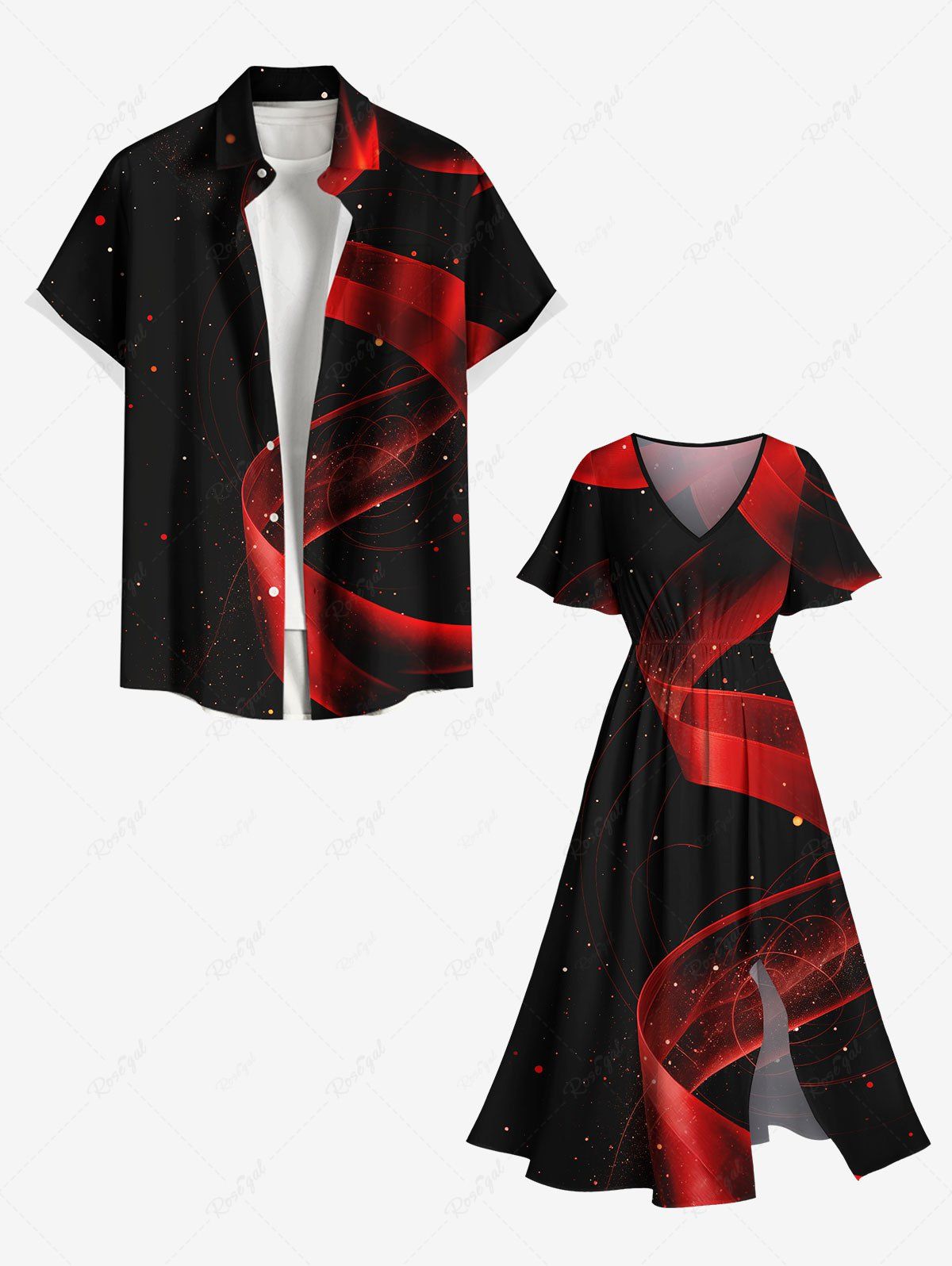 Ruban de Plage Assortis Imprimé Galaxie Grande Taille pour Couple Noir 