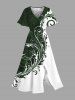 Costume D'habit de Grande Taille Imprimée de Feuilles Tropicales - Blanc 