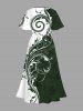 Costume D'habit de Grande Taille Imprimée de Feuilles Tropicales - Blanc 