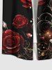 Trousse de Plage Brillante à Imprimé Roses et Papillons 3D pour Couples Grande-Taille - Noir 