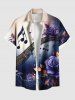 Rose Flower Leaf Music Symbol Print Plus Size Matching Hawaii Beach Outfit For Couples -  