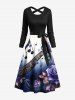 Rose Flower Leaf Music Symbol Print Plus Size Matching Hawaii Beach Outfit For Couples -  