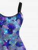 Fond de Plage Transparent Ombré Coquille Etoile de Mer de Grande Taille à Paillettes pour Couple - Bleu 
