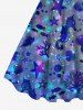 Fond de Plage Transparent Ombré Coquille Etoile de Mer de Grande Taille à Paillettes pour Couple - Bleu 