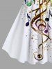 Plus Size Music Symbol Star Paint Print Hawaii A Line Dress -  
