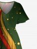 Plus Size Curve Ribbon Light Beam Galaxy Print Hawaii Ombre Split Pocket A Line Midi Dress -  