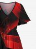 Plus Size Ombre Ribbon Galaxy Print Hawaii Split Pocket A Line Midi Dress -  