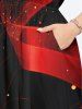 Plus Size Ombre Ribbon Galaxy Print Hawaii Split Pocket A Line Midi Dress -  