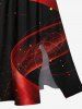 Plus Size Ombre Ribbon Galaxy Print Hawaii Split Pocket A Line Midi Dress -  