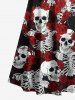 Plus Size Rose Flower Skulls Skeleton Print Cold Shoulder Crisscross Hawaii Maxi Dress -  