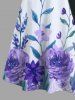 Robe Ligne A Croisée Feuille Fleur Aquarelle avec Ceinture - Pourpre  L