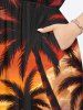 Plus Size Coconut Tree Sun Mountain Cloud Print Split Hawaii Midi Dress -  