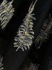 Plus Size Feather Jacquard Embroidery Pointelle Hollow Out Asymmetric Belted Surplice 2 in 1 Top -  