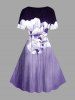 Tenue de Plage Grande Taille et Costume Imprimé Floral Contrastant - Pourpre  
