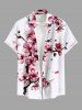 Peach Blossom Flower Branch Print Plus Size Matching Hawaii Beach Outfit For Couples -  